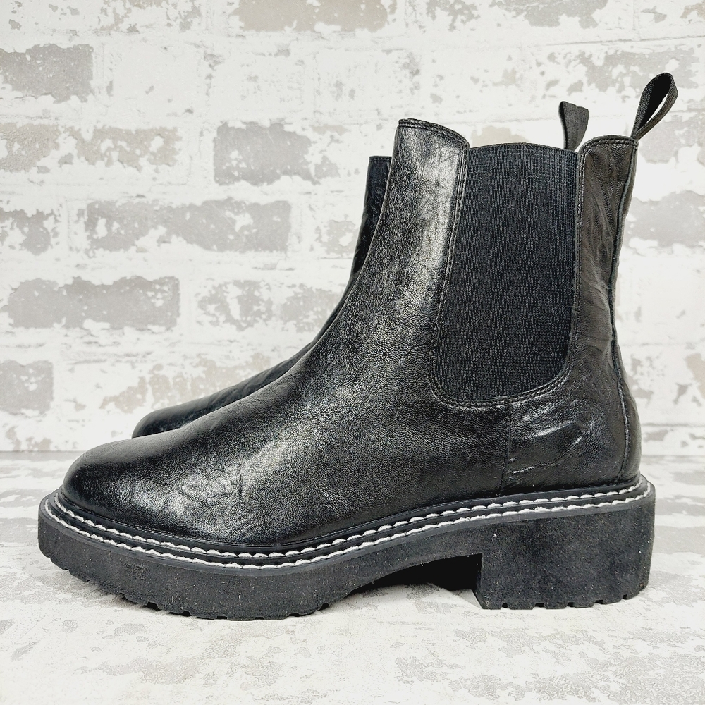 NEW Lisa Vicky Pub Lug Black Chunky Chelsea Ankle Boots E657